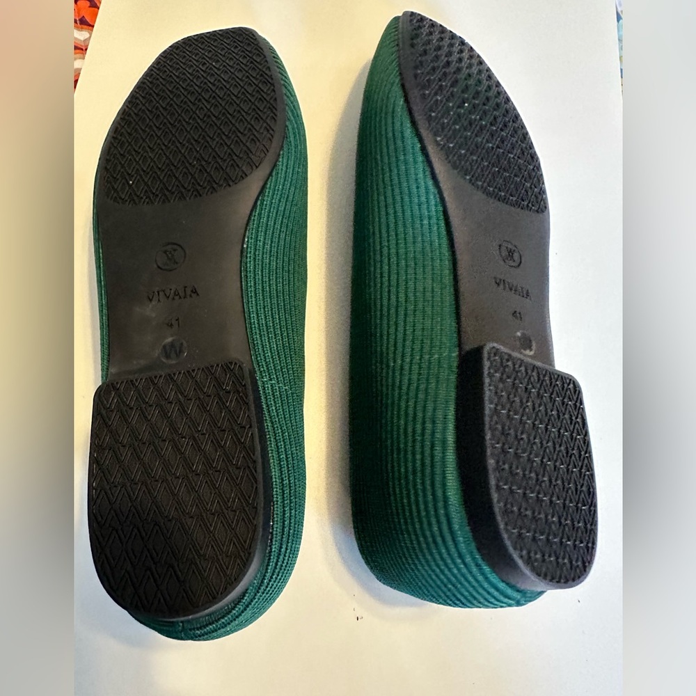 Vivaia Green Margot 2.0 Square Toe V Cut Ballerina Style Flats sz 41 Wide - Picture 6 of 10